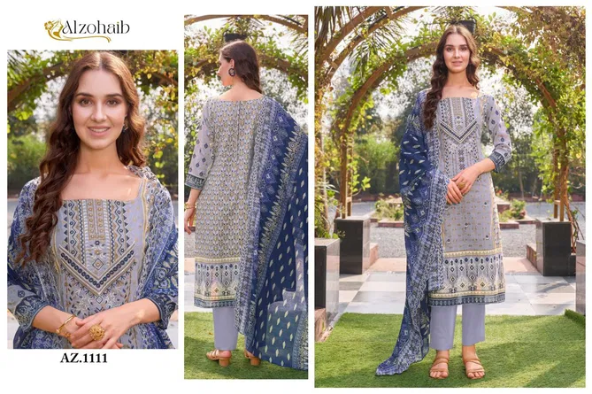 Alzohaib Az 1109 To 1111 Cotton Printed Pakistani Suits Online Wholesale